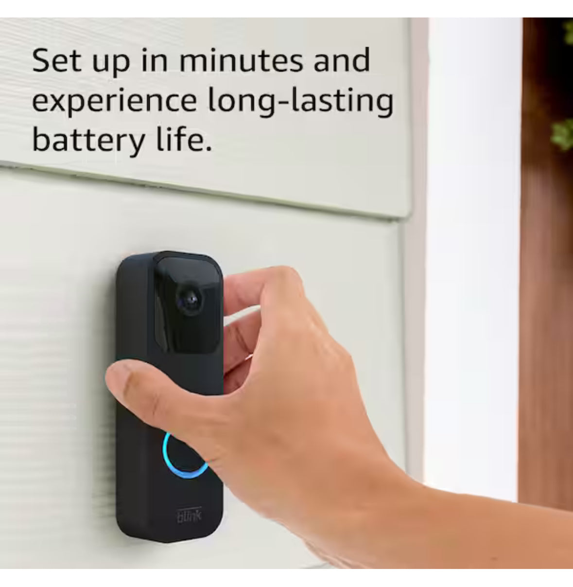 Battery or Wired - Smart Wi-Fi HD Video Doorbell Camera in Black