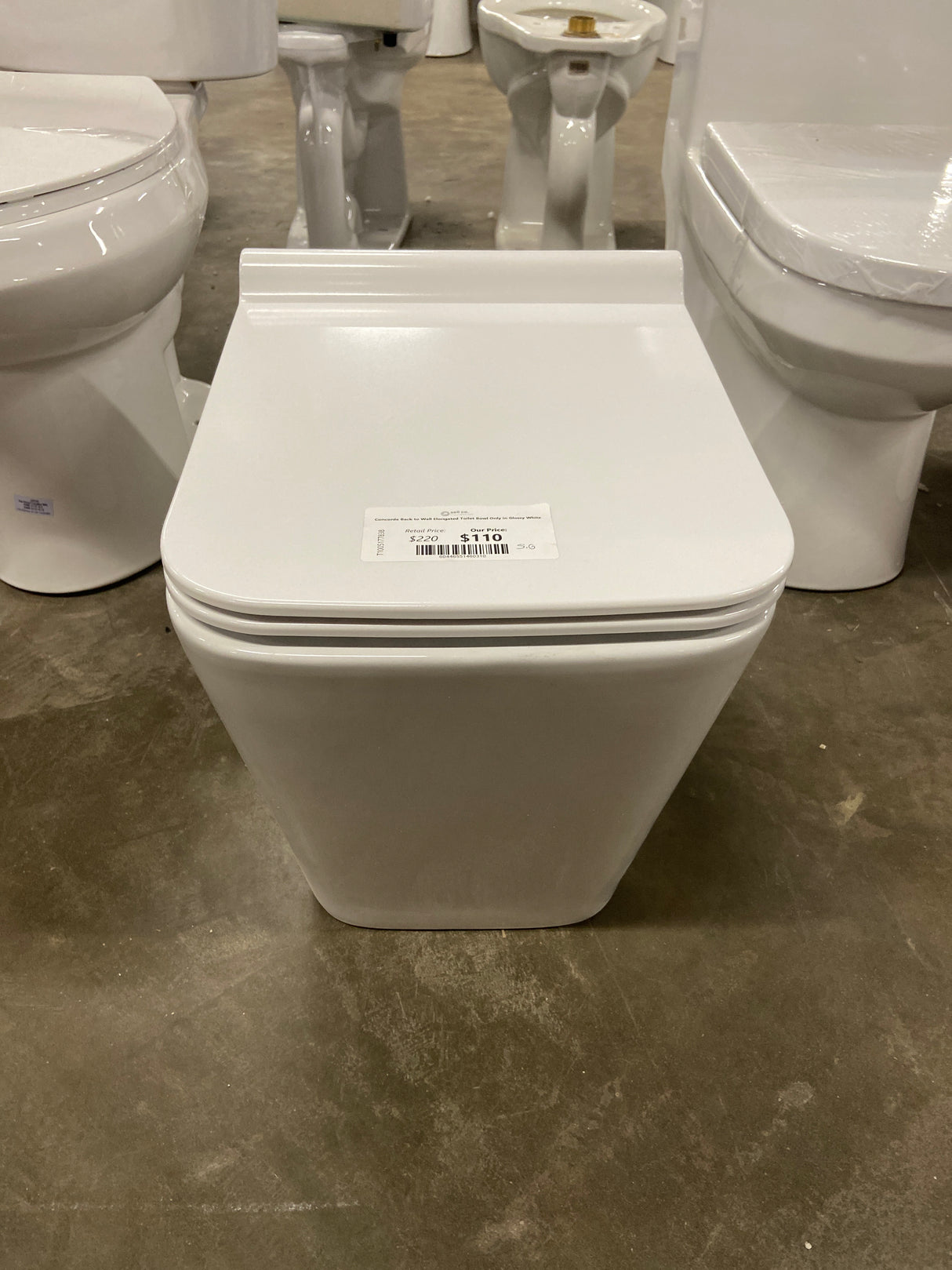 Concorde Back to Wall Elongated Toilet Bowl Only in Glossy White