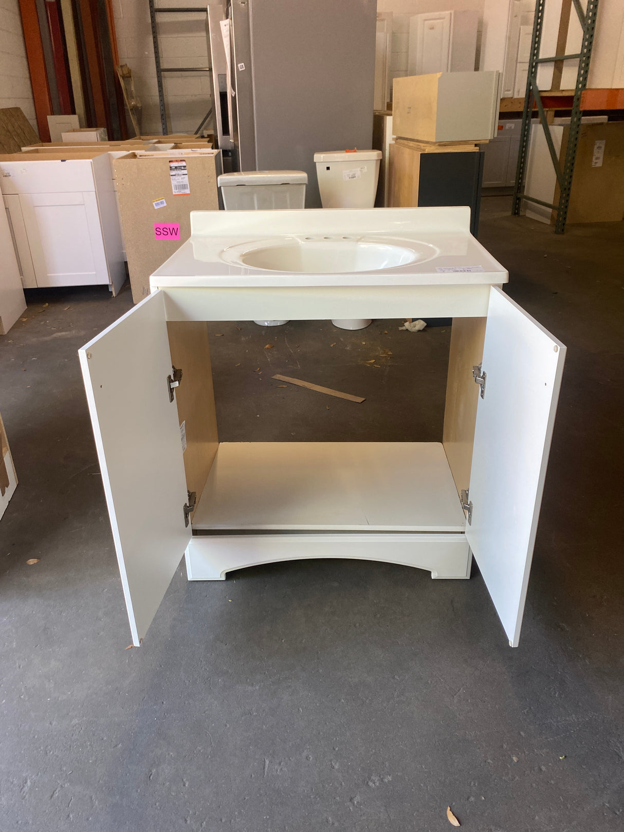 31 in. W x 19 in. D x 35 in. H Single Sink Freestanding Bath Vanity in White with White Cultured Marble Top