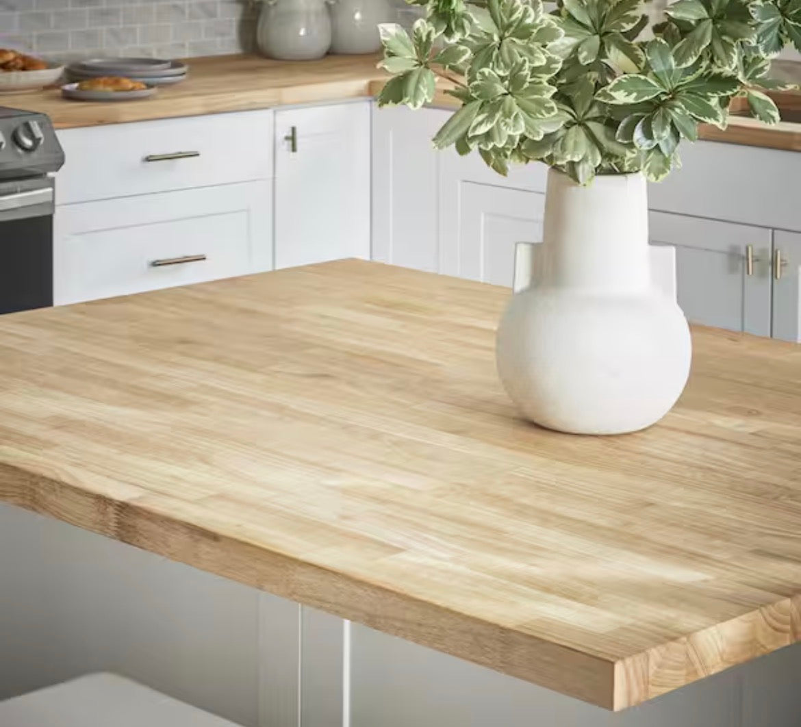 6 ft. L x 25 in. D Unfinished Hevea Solid Wood Butcher Block Countertop With Square Edge