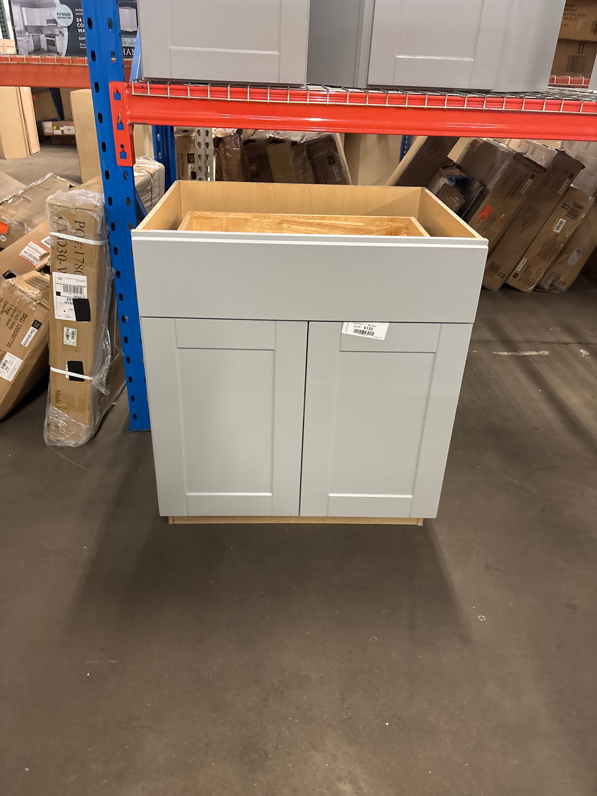 Shaker Dove Gray Stock Assembled Base Kitchen Cabinet with Ball-Bearing Drawer Glides (30 in. x 34.5 in. x 24 in.)