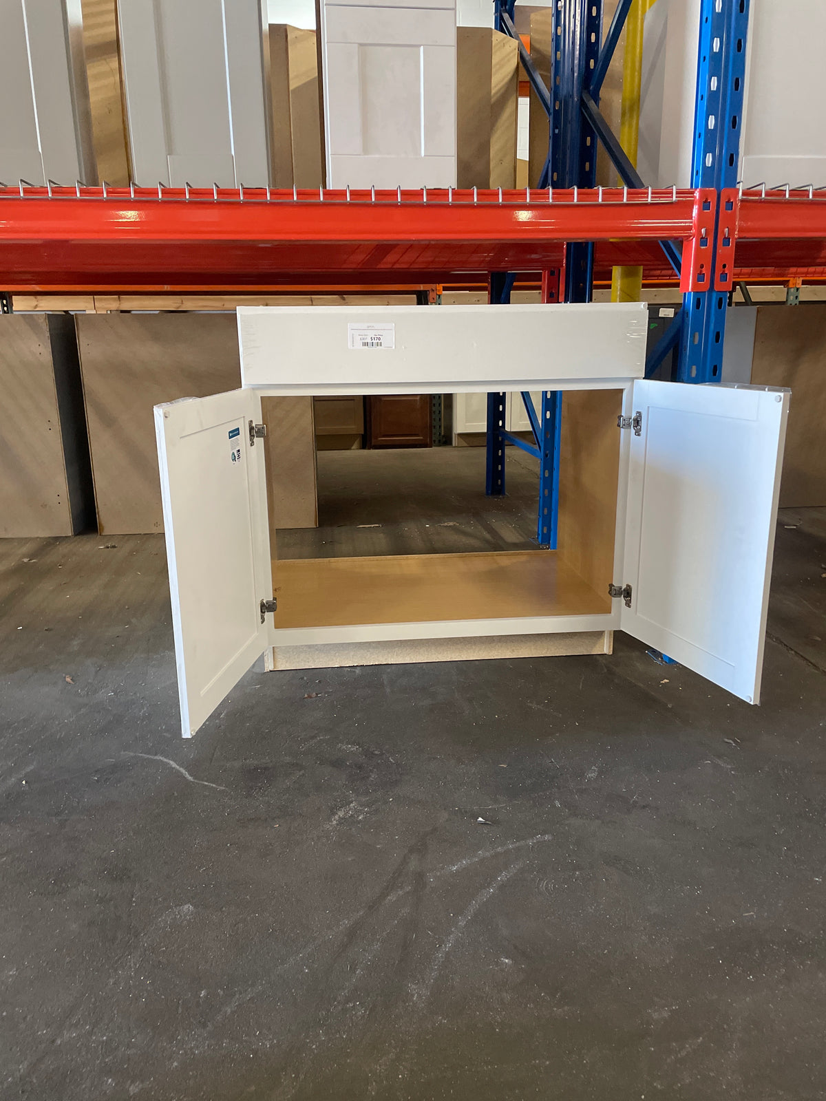 Westfield Feather White Assembled Sink Base Kitchen Cabinet (36 in. W x 23.75 in. D x 35 in. H)