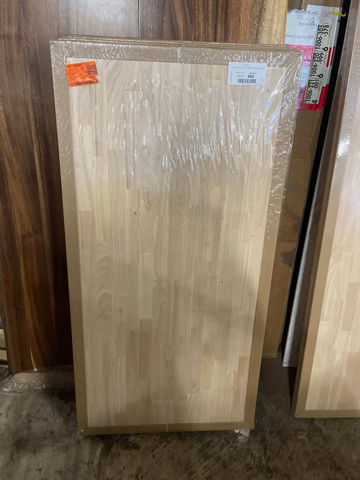4 ft. L x 25 in. D Unfinished Hevea Solid Wood Butcher Block Countertop With Square Edge