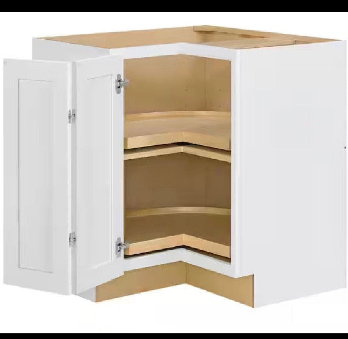 Avondale 36 in. W x 24 in. D x 34.5 in. H Ready to Assemble Plywood Shaker Lazy Susan Corner Cabinet in Alpine White