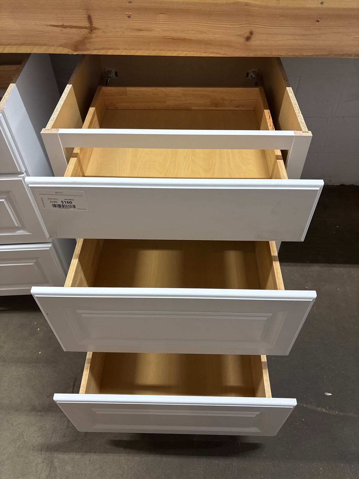 Hampton Satin White Raised Panel Stock Drawer Base Kitchen Cabinet with Drawer Glides (24 in.W x 34.5 in.H x 24 in.D)