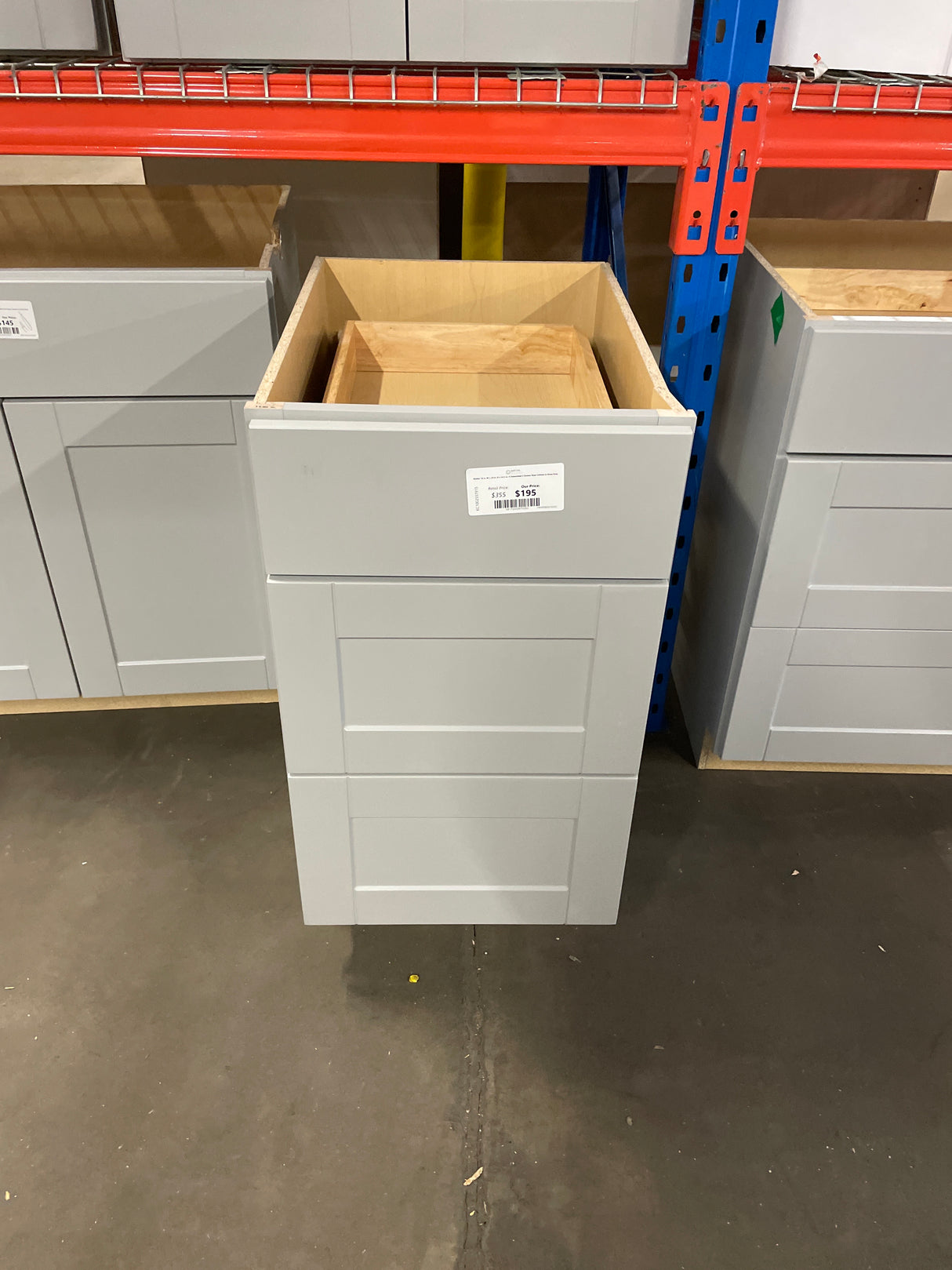 Shaker 18 in. W x 24 in. D x 34.5 in. H Assembled 3 Drawer Base Cabinet in Dove Gray