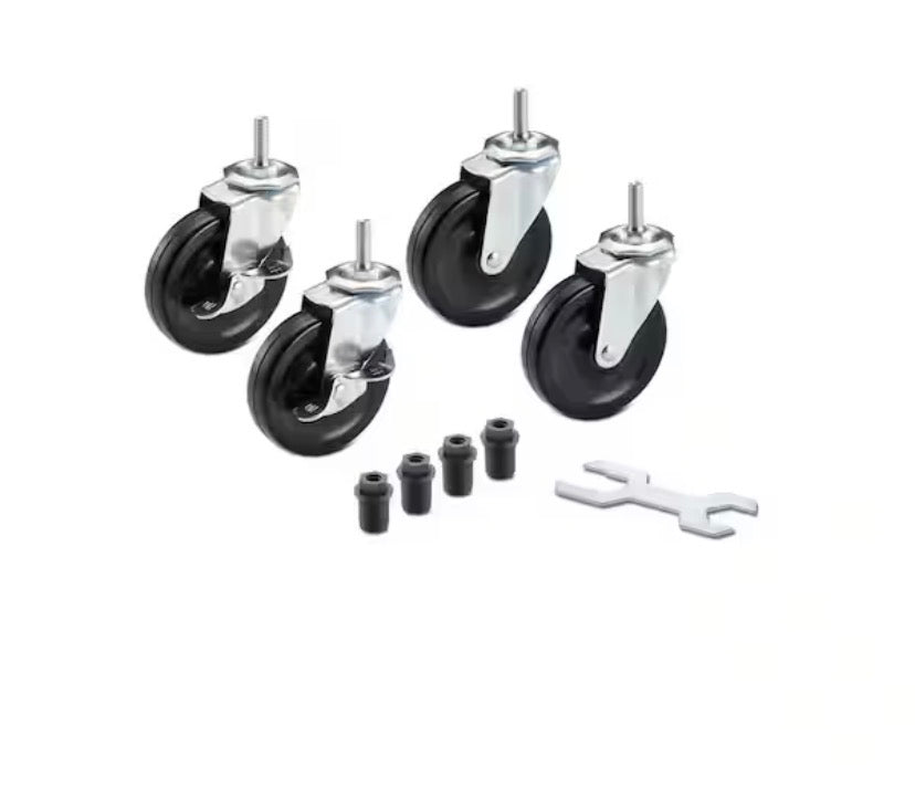 4 in. H x 1 in. D Black Table Wheel (Set of 4)