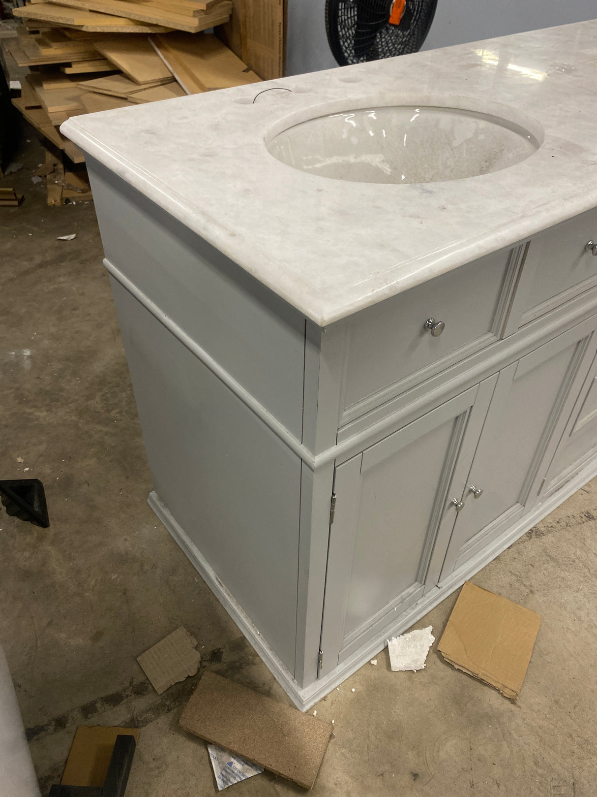 Hampton Harbor 72 in. W x 22 in. D Double Bath Vanity in Dove Grey with Marble Vanity Top in White