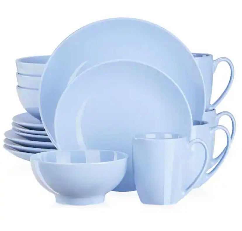 16-Piece Lavender Porcelain Dinnerware Set (Service for 4) Dinner Plates Dessert Plates Cereal Bowls and Mugs