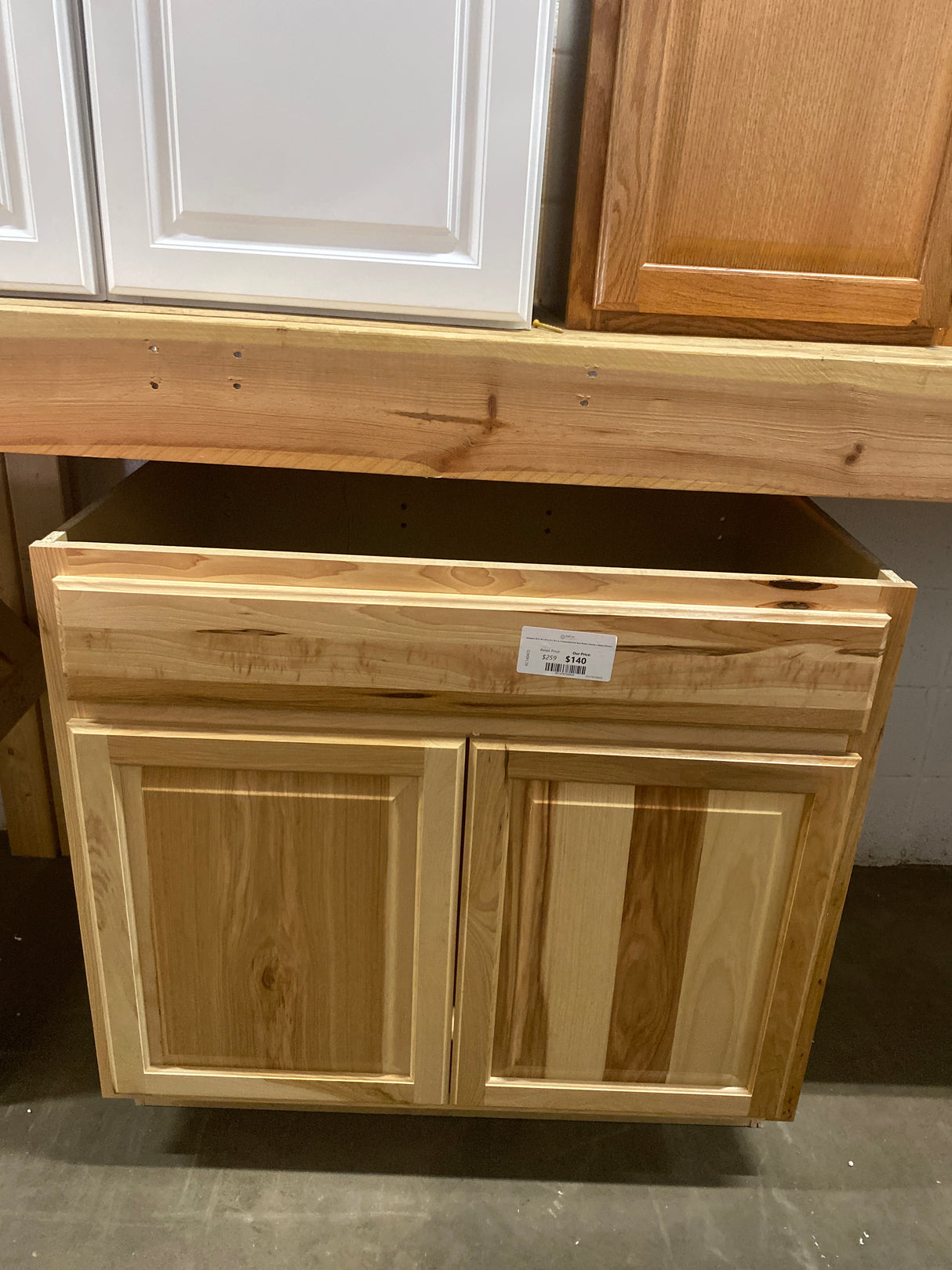 Hampton 36 in. W x 24 in. D x 34.5 in. H Assembled Sink Base Kitchen Cabinet in Natural Hickory