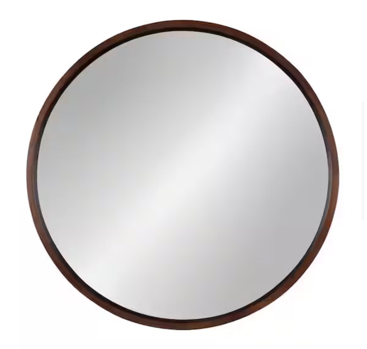 Medium Round Walnut Brown Contemporary Mirror (30 in. H x 30 in. W)
