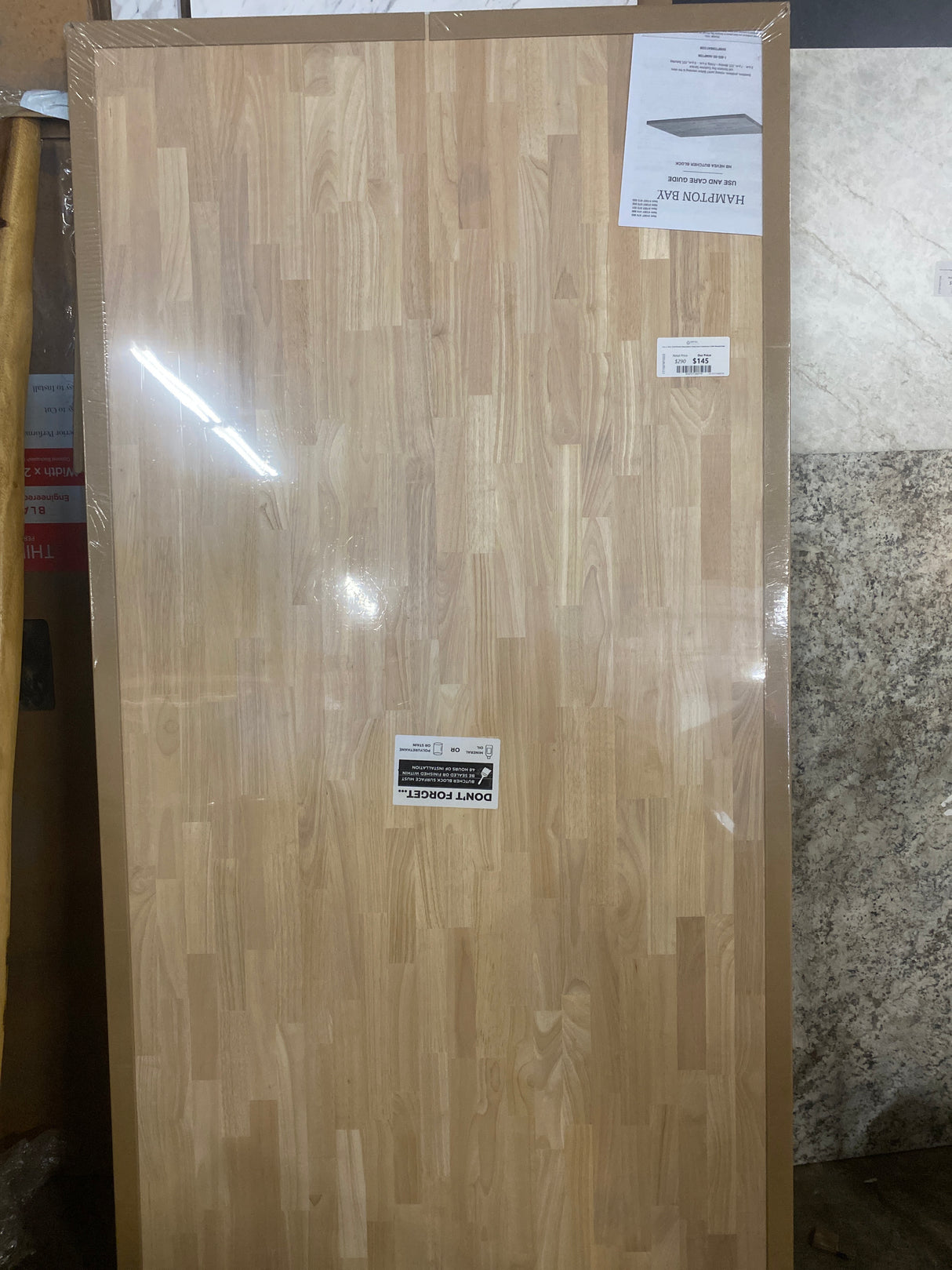 6 ft. L x 39 in. D Unfinished Hevea Butcher Block Island Countertop in With Standard Edge