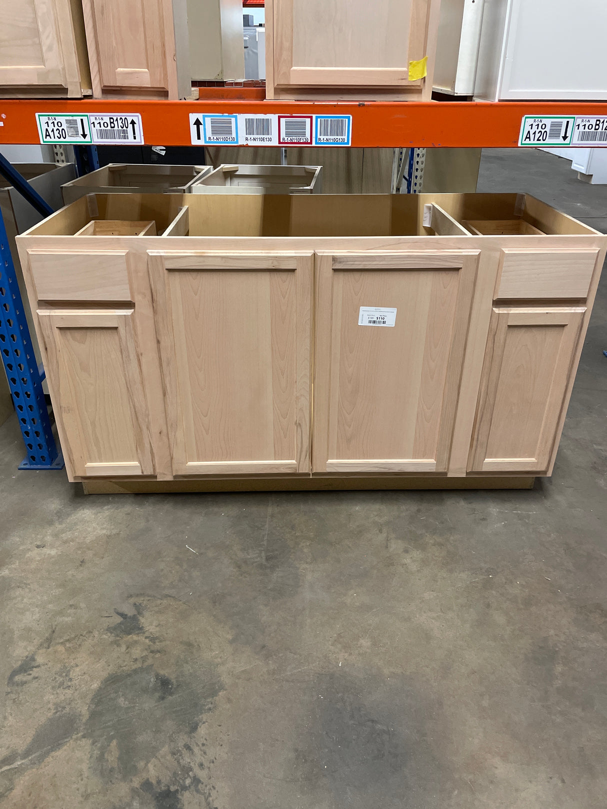 Recessed Panel 60 in. W x 24 in. D x 34.5 in. H Assembled Sink Base Cabinet in Unfinished