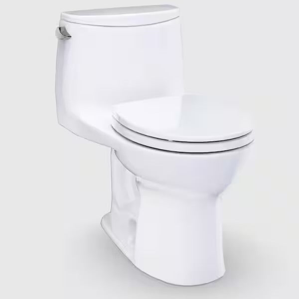 Eco UltraMax 12 in. Rough In 1-Piece 1.28 GPF Single Flush Round Toilet in Cotton White, SoftClose Seat Include