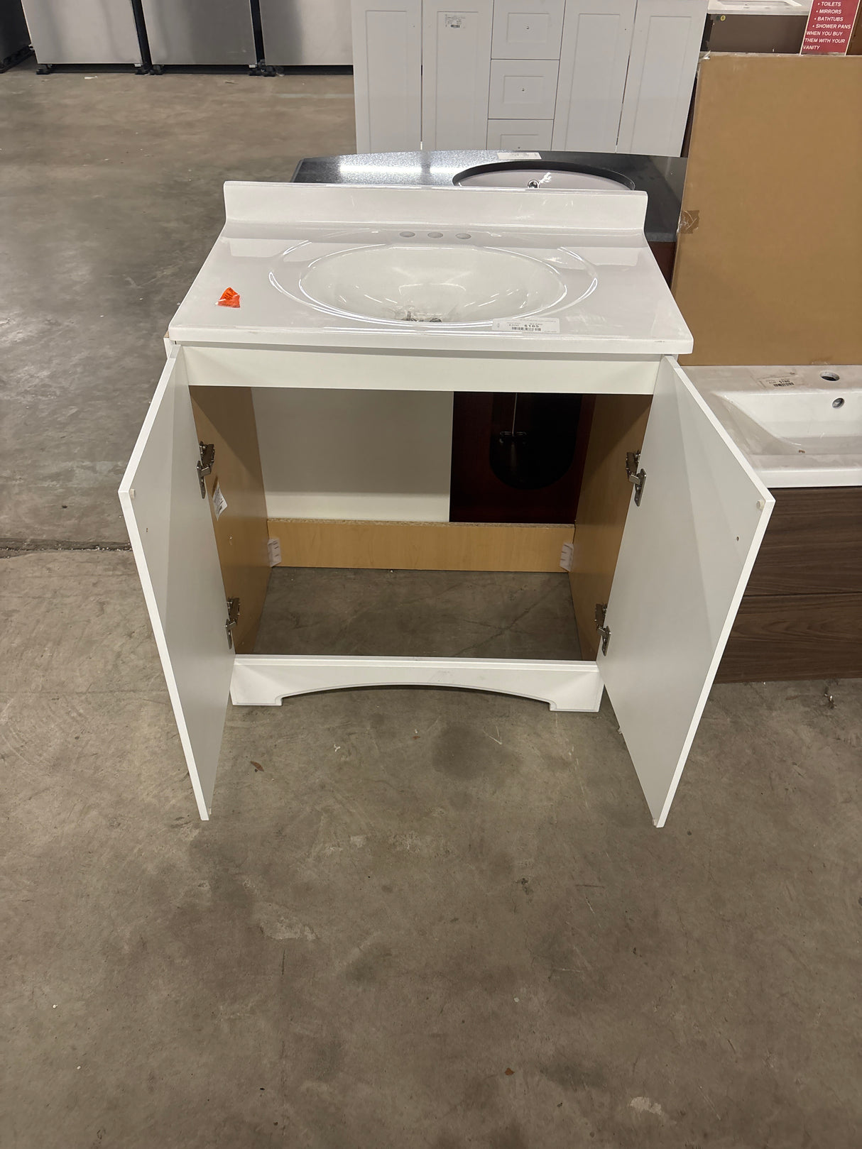 31 in. W x 19 in. D x 35 in. H Single Sink Freestanding Bath Vanity in White with White Cultured Marble Top