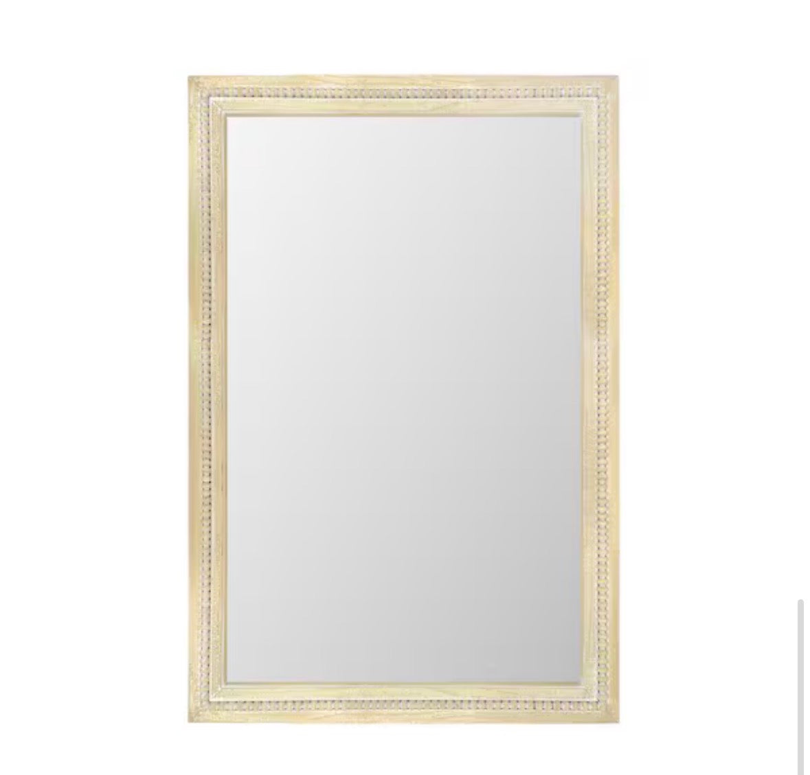28 in. W x 48 in. H Bohemian Carved Beaded Rectangular Wood Frame Wall Mirror Decorative Mirror