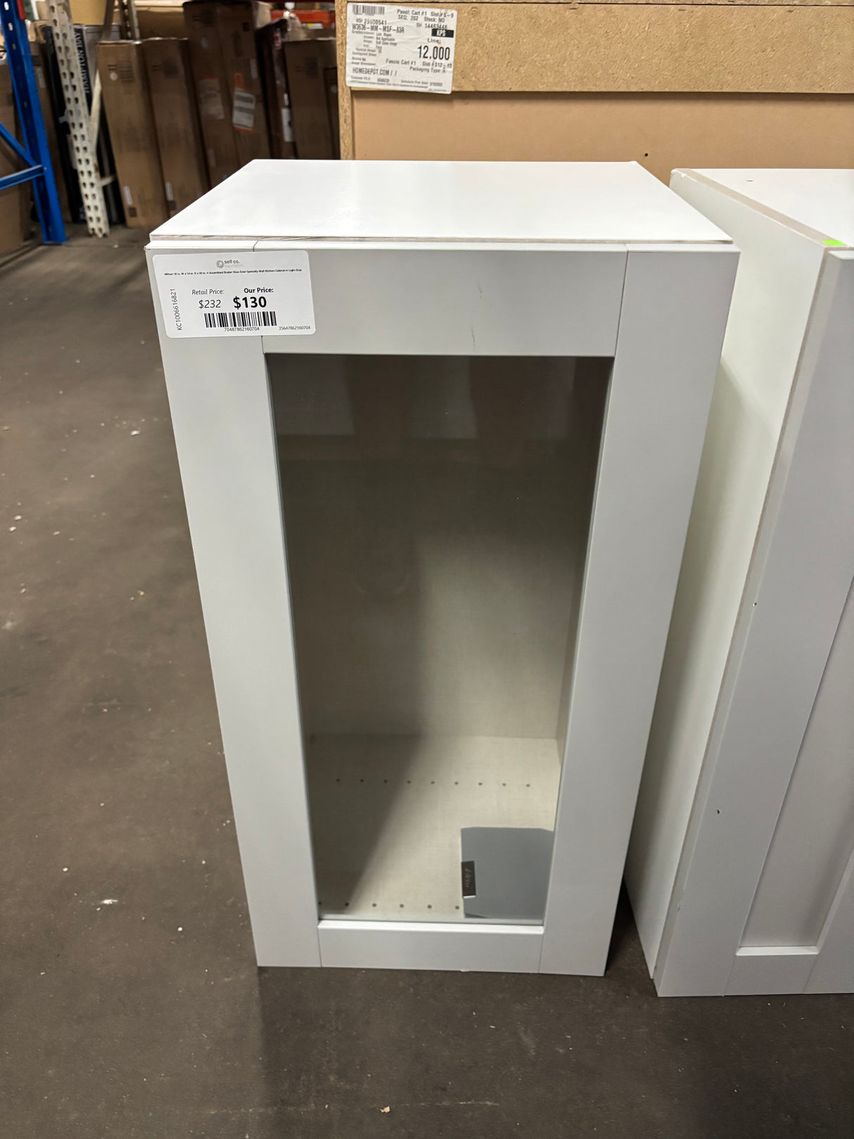 Milton 18 in. W x 14 in. D x 30 in. H Assembled Shaker Glass Door Specialty Wall Kitchen Cabinet in Light Gray