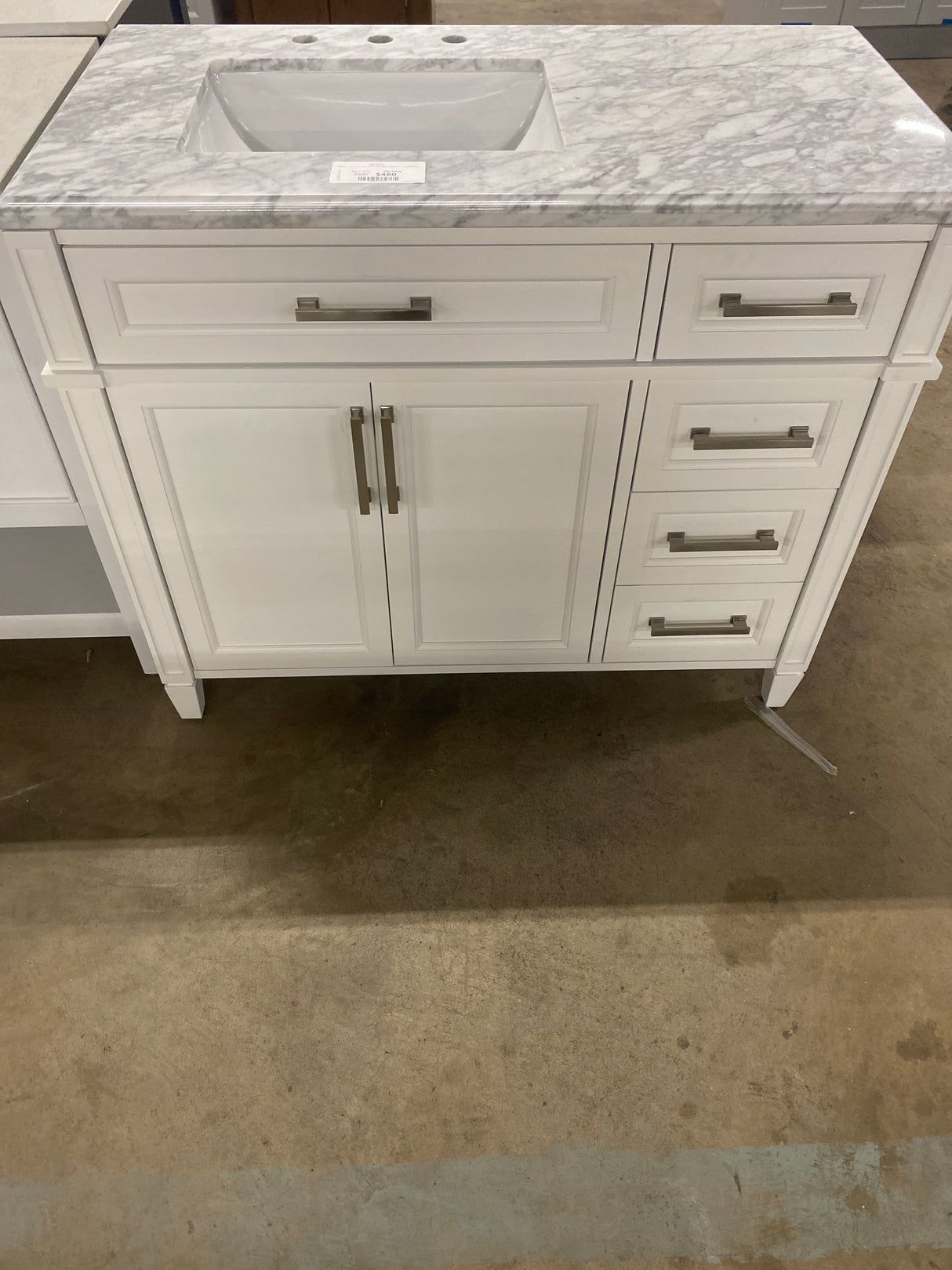 Caville 42 in. W x 22 in. D x 34.50 in. H Bath Vanity in White with Carrara Marble Top