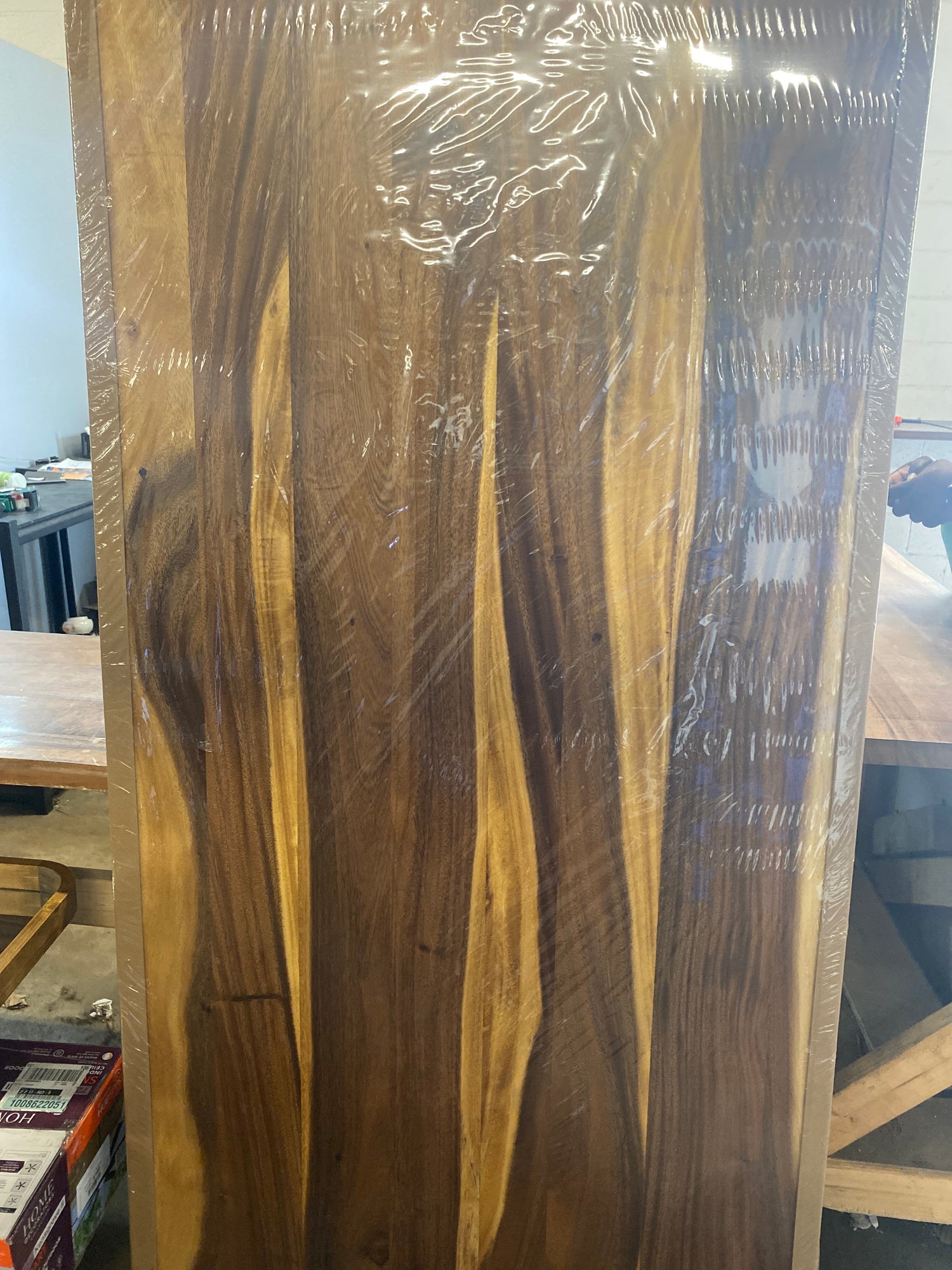 6ft L x39in D Finished saman solid wood butcher block island countertop with live edge