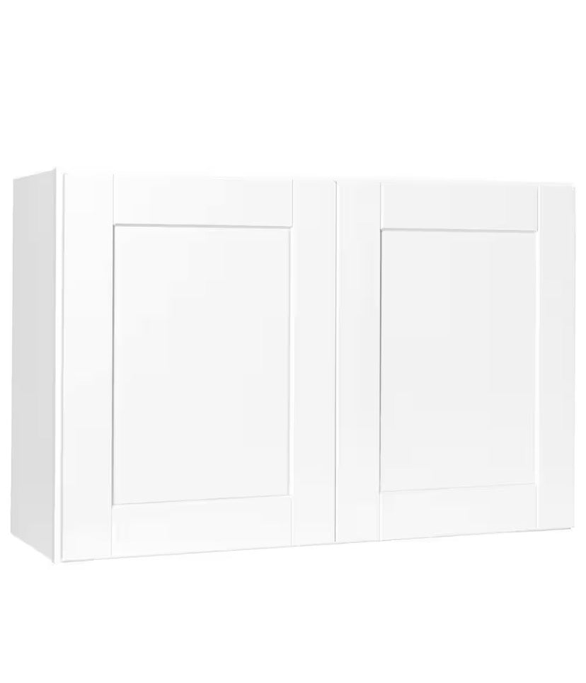 Shaker 36 in. W x 12 in. D x 24 in. H Assembled Wall Bridge Kitchen Cabinet in Satin White with Shelf
