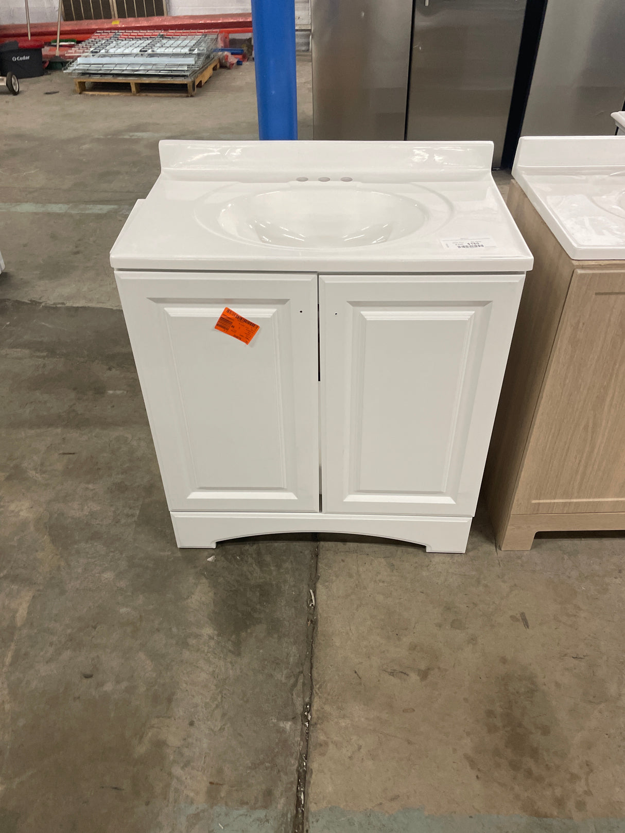 31 in. W x 19 in. D x 35 in. H Single Sink Freestanding Bath Vanity in White with White Cultured Marble Top