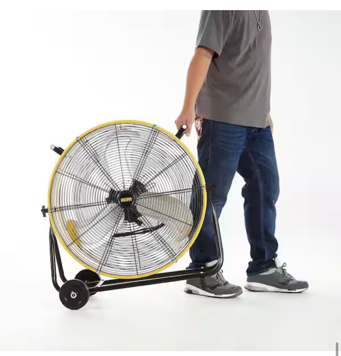 24 in. 8800 CFM High Velocity Industrial Drum Fan in Yellow, 3-Speed Heavy-Duty Fan for Warehouse and Basement