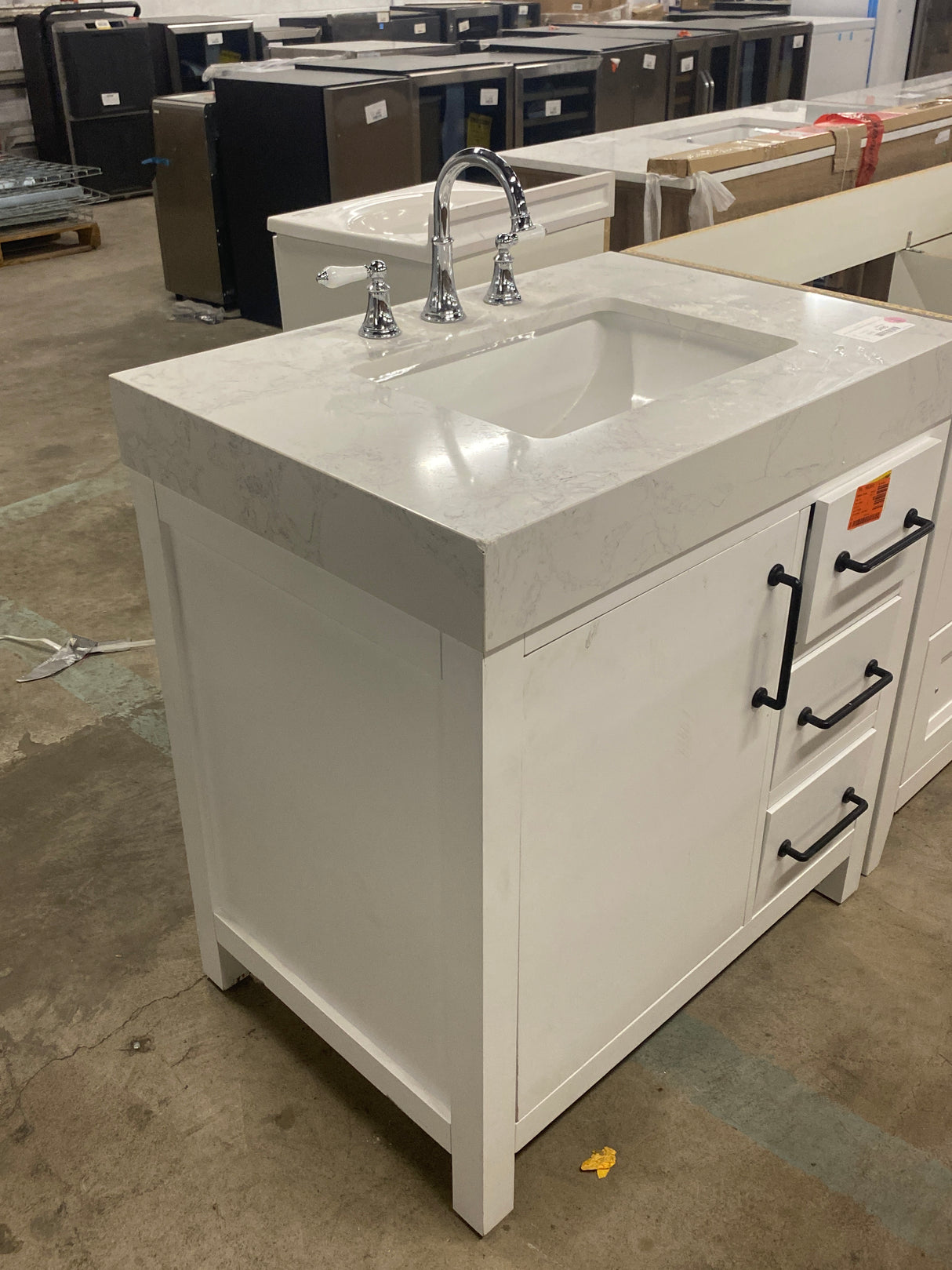 Danby 30 in. Single Sink Platinum Oak Bath Vanity with White Engineered Marble Top (Assembled)