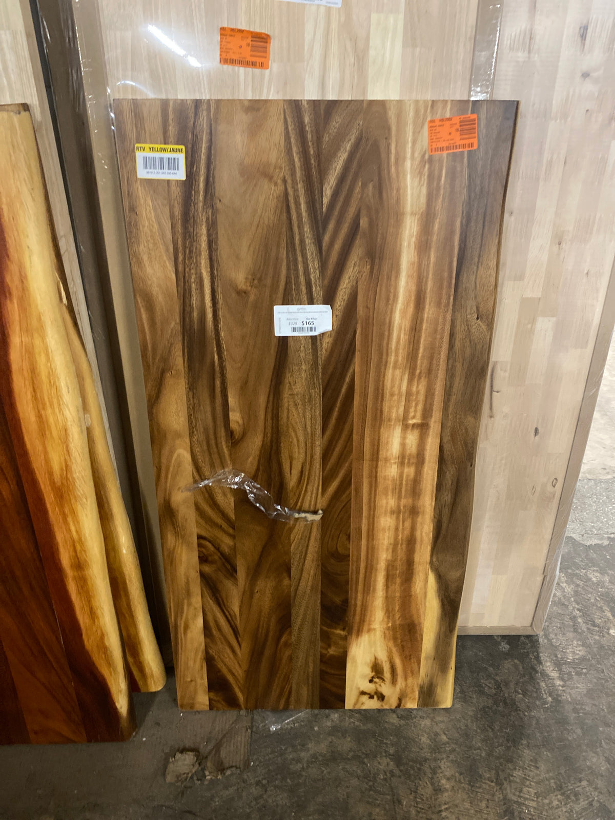 4 ft. L x 25 in. D Finished Saman Solid Wood Butcher Block Countertop With Live Edge