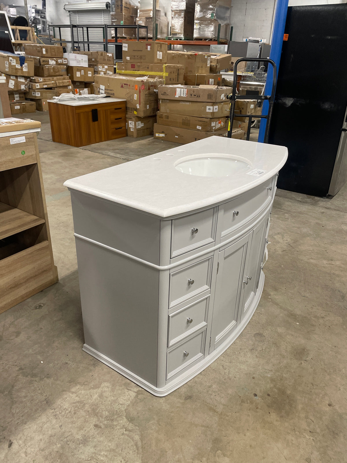 Hampton Harbor 45 in. W x 22 in. D Bath Vanity in Dove Grey with Natural Marble Vanity Top in White