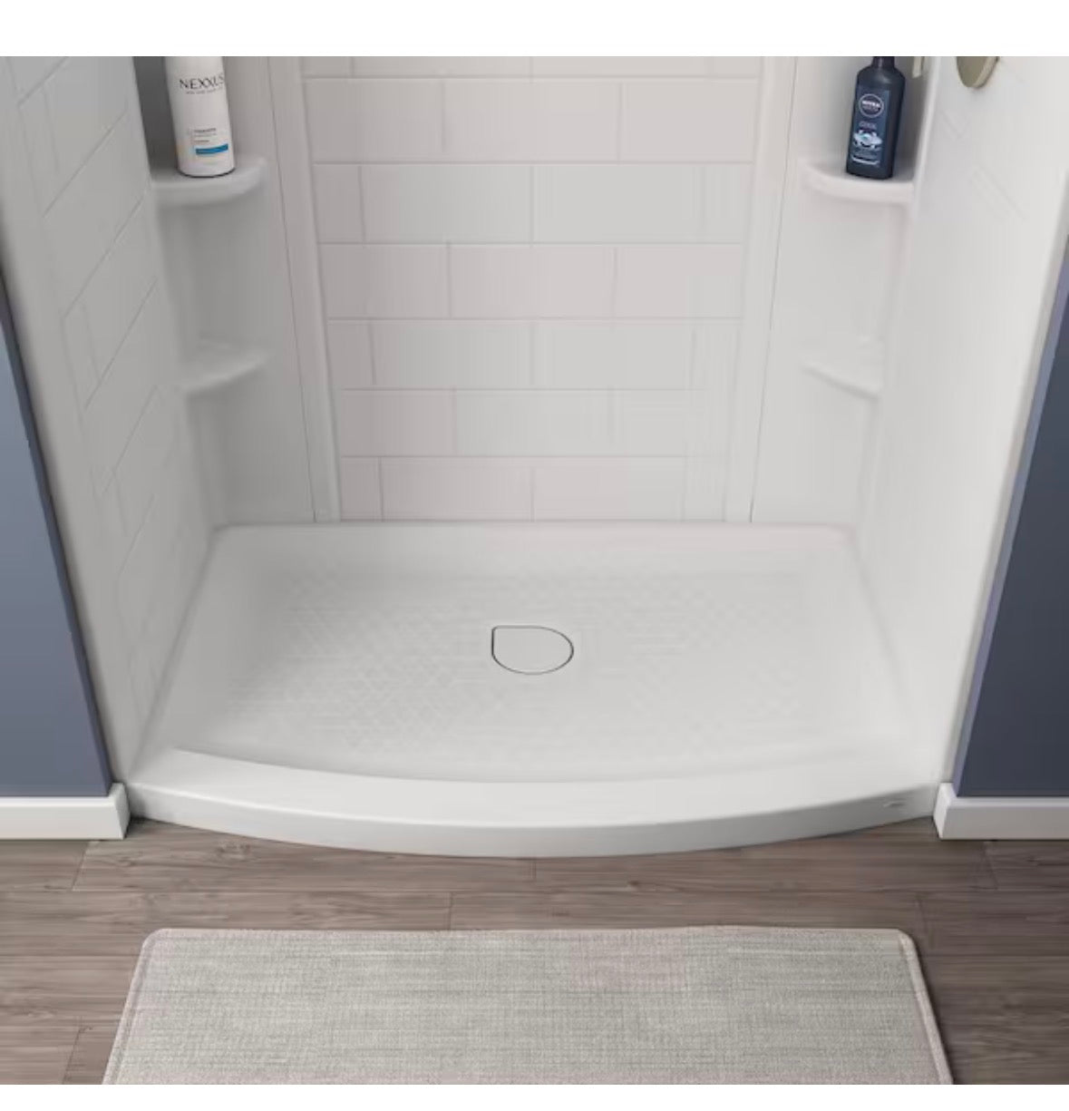 Ovation Curve 48 in. L x 30 in. W Alcove Shower Pan Base with Center Drain in Arctic White