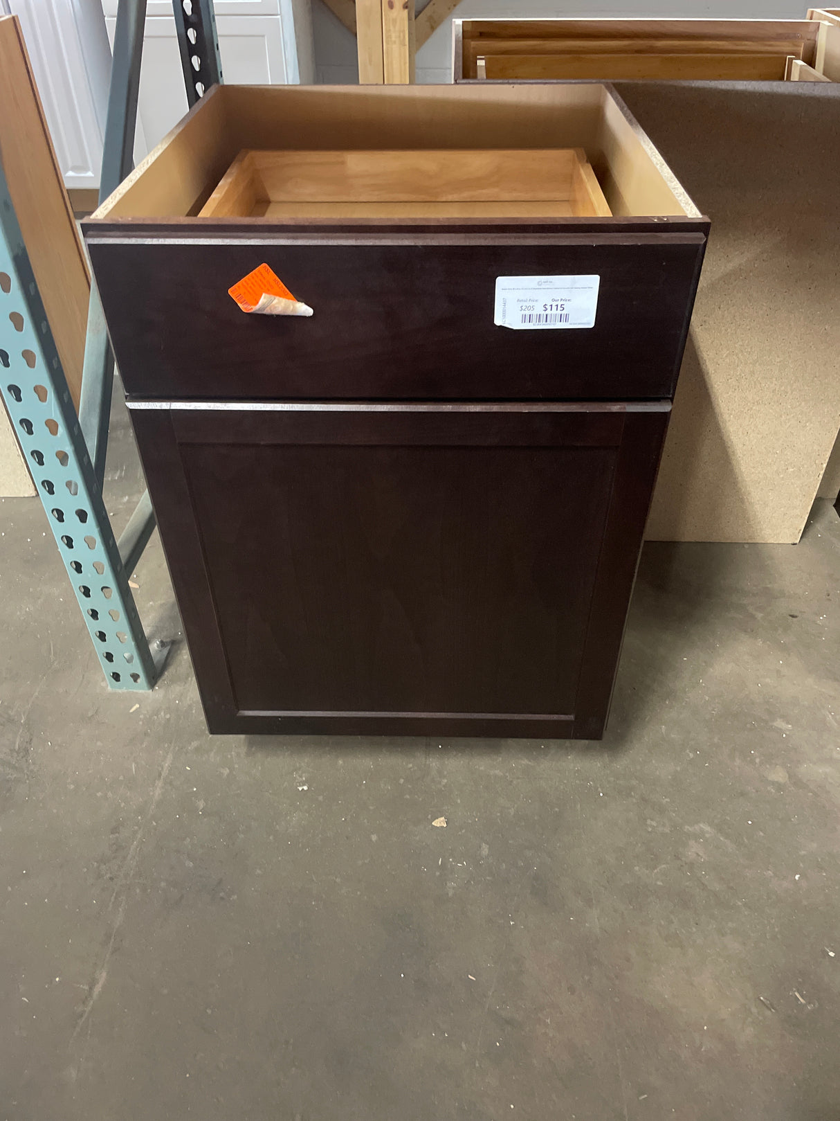 Shaker 24 in. W x 24 in. D x 34.5 in. H Assembled Base Kitchen Cabinet in Java with Ball-Bearing Drawer Glides