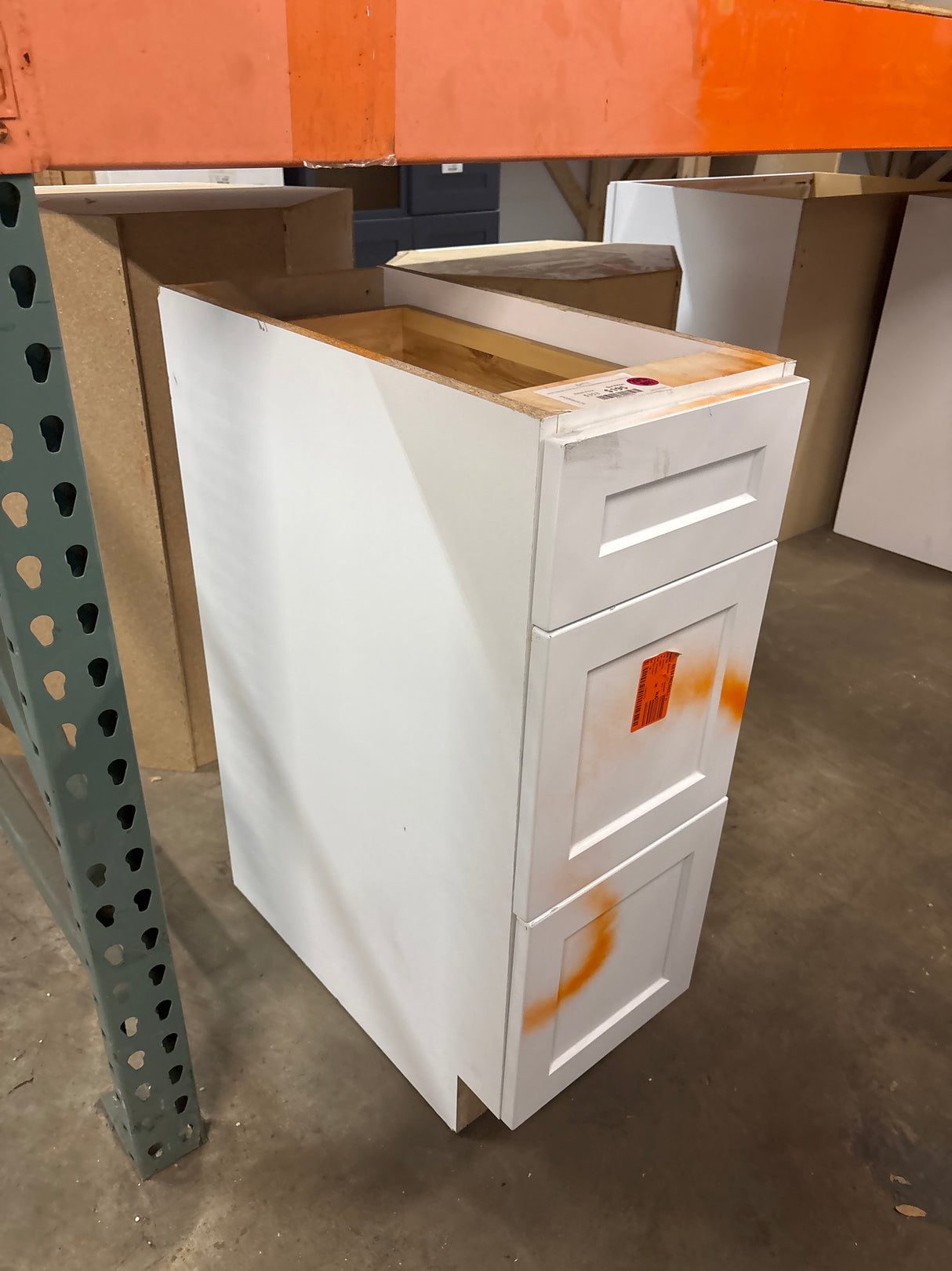 Designer Series Elgin 12 in. W x 24 in. D x 34.5 in. H Assembled Raised Panel 3-Drawer Base Cabinet in White