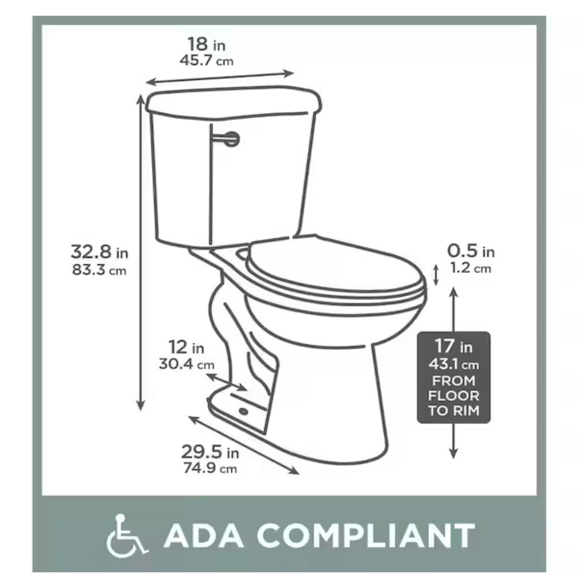 12 in. Rough In 2-Piece 1.28 GPF Single Flush Elongated Toilet in White, Seat Included