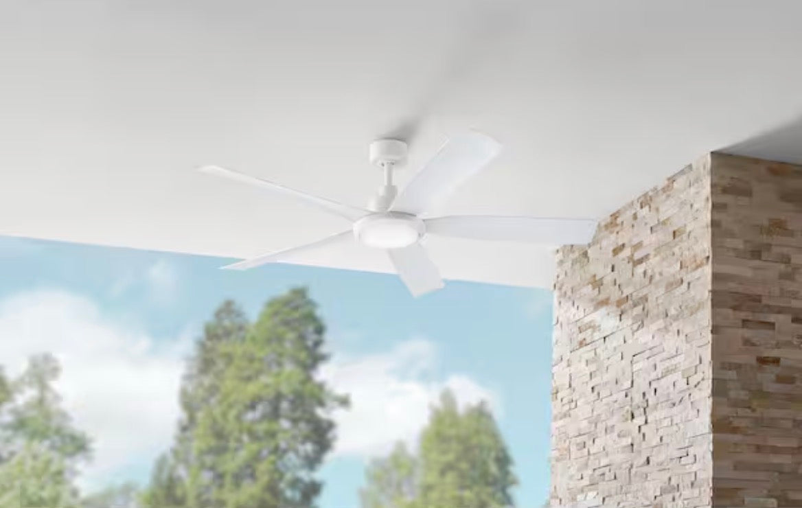Amaia 56 in. Indoor/Outdoor Coastal Grade DC Motor Matte White Ceiling Fan with Adjustable White LED and Remote Included