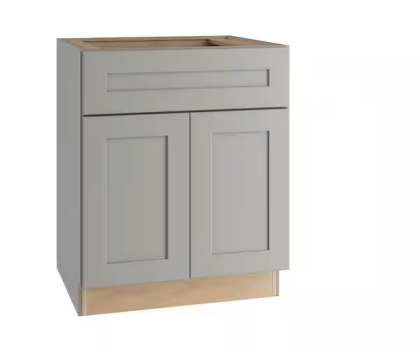 30 in. W x 21 in. D x 34.5 in. H Ready to Assemble Plywood Shaker Base Kitchen Cabinet in Dove Gray