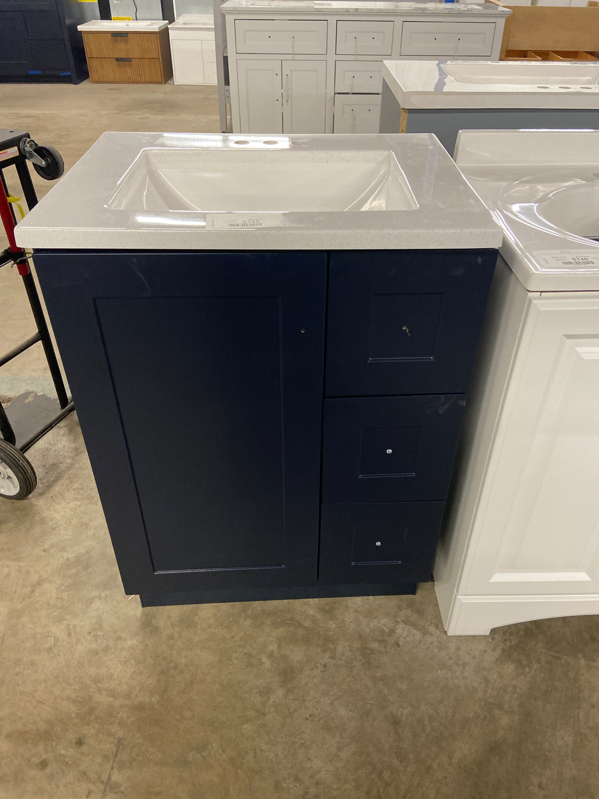 Bannister 25 in. W x 19 in. D x 35 in. H Single Sink Bath Vanity in Deep Blue with White Cultured Marble Top