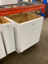 Load image into Gallery viewer, Shaker Satin White Stock Assembled Sink Base Kitchen Cabinet (30 in. x 34.5 in. x 24 in.)
