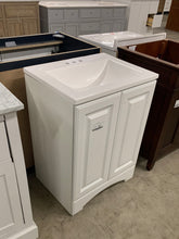 Load image into Gallery viewer, 25 in. W x 19 in. D x 35 in. H Single Sink Freestanding Bath Vanity in White with White Cultured Marble Top
