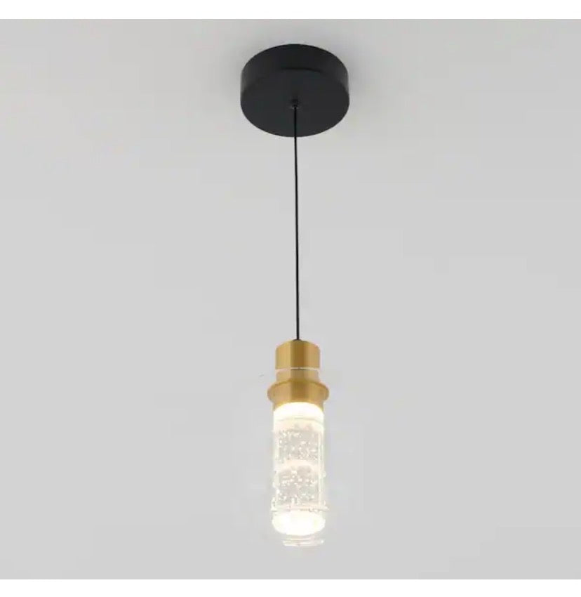 Essence Globe 6.5-Watt 1 Light Black and Gold Modern Integrated Mini Pendant Light Fixture for Kitchen Island