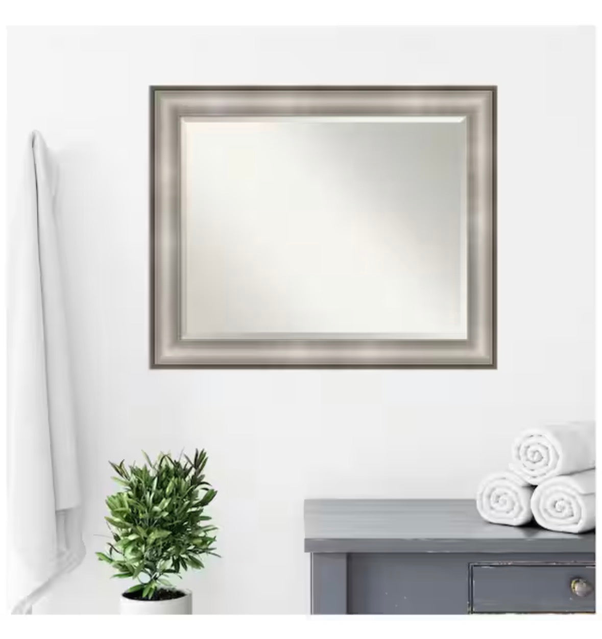 Imperial 33 in. x 27 in. Modern Rectangle Framed Silver Bathroom Vanity Mirror