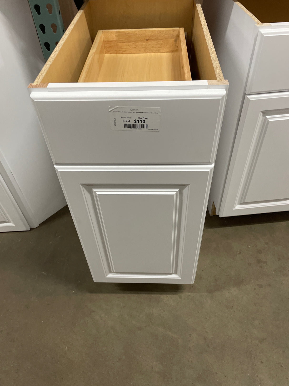 Hampton 15 in. W x 24 in. D x 34.5 in. H Assembled Base Cabinet in Satin White