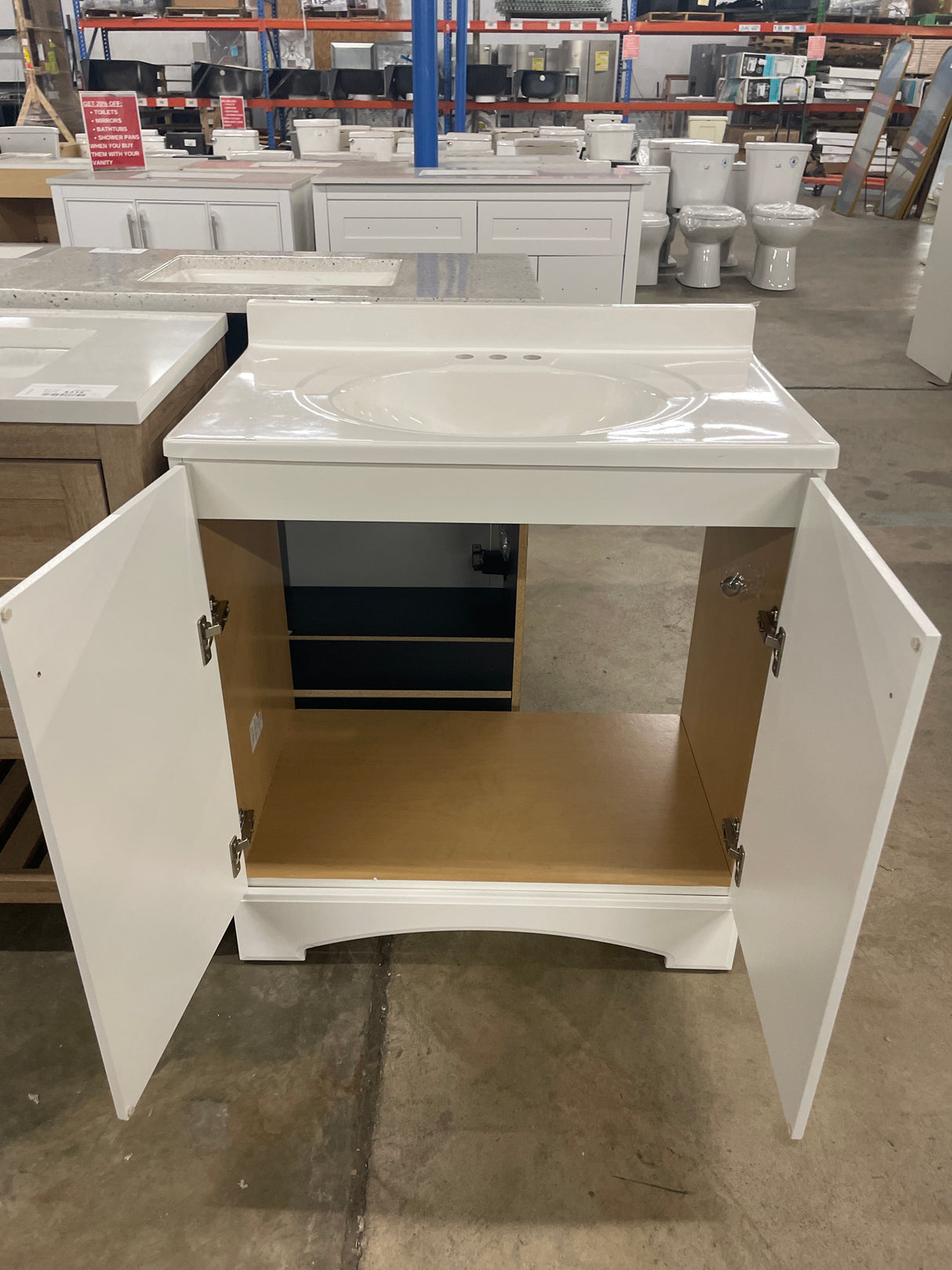 31 in. W x 19 in. D x 35 in. H Single Sink Freestanding Bath Vanity in White with White Cultured Marble Top