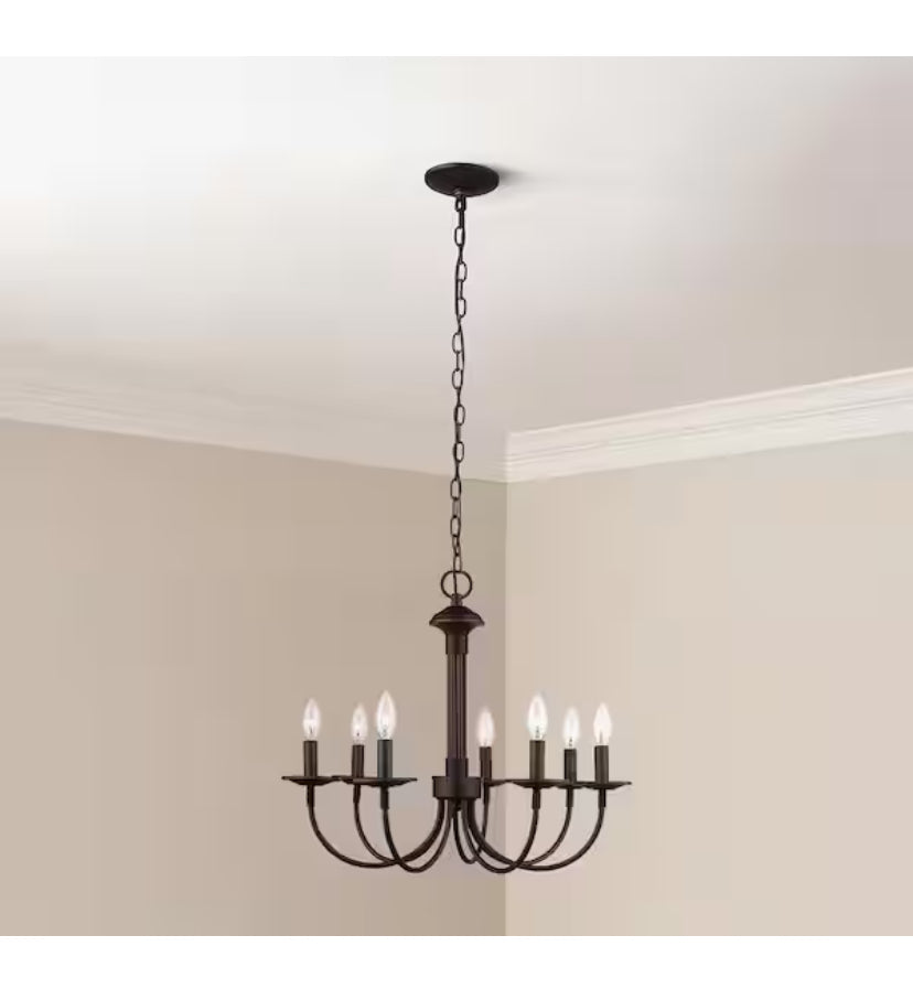 7-Light Oil Rubbed Bronze Candle Chandelier Light Fixture