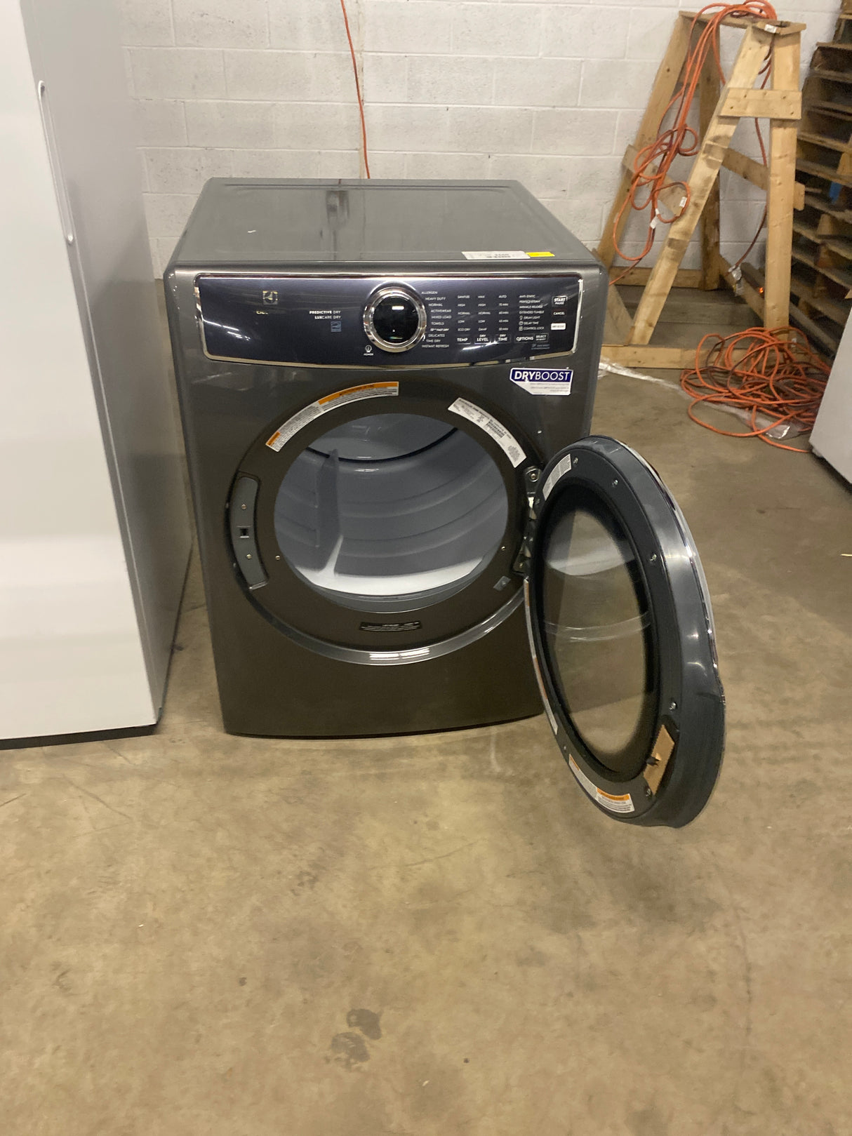 8 cu. ft. Titanium Front Load Perfect Steam Gas Dryer with LuxCare Dry and Instant Refresh