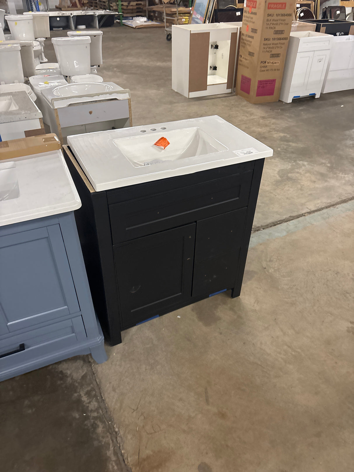 Clady 31 in. Single Sink Matte Black Bath Vanity with White Cultured Marble Top (Assembled)