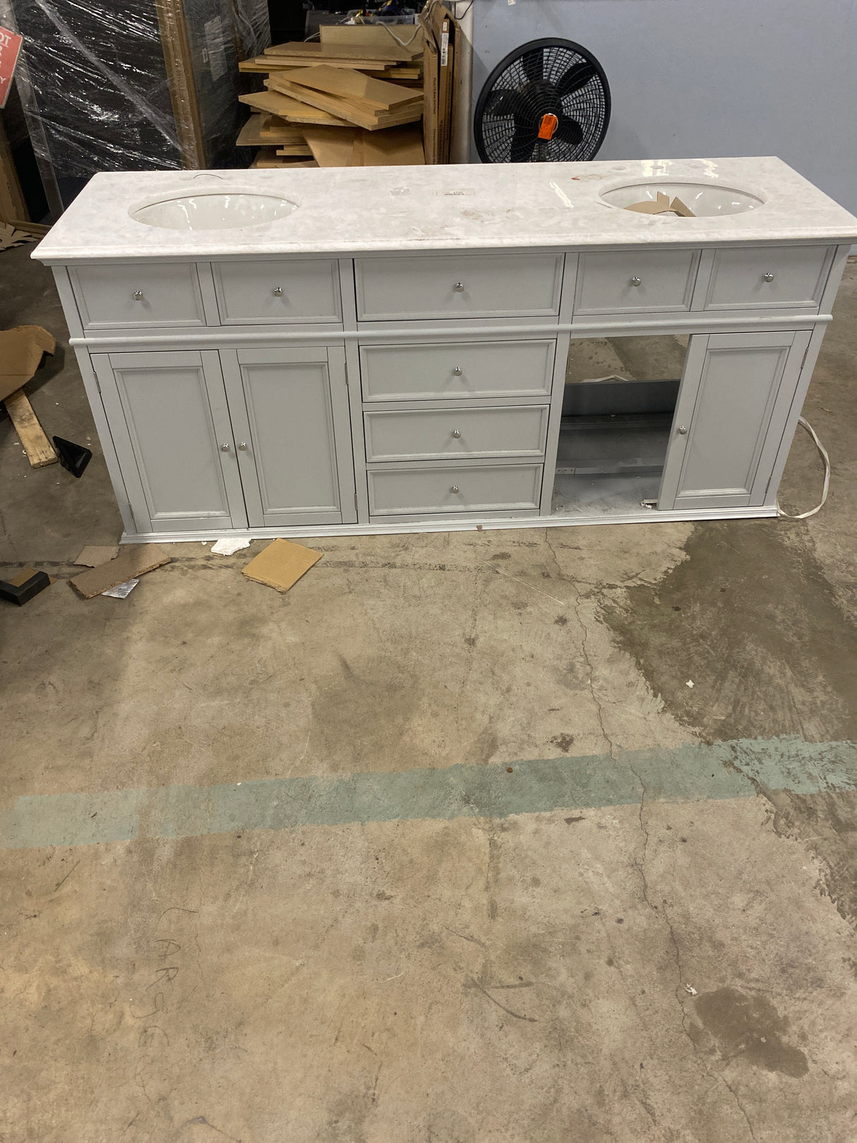 Hampton Harbor 72 in. W x 22 in. D Double Bath Vanity in Dove Grey with Marble Vanity Top in White