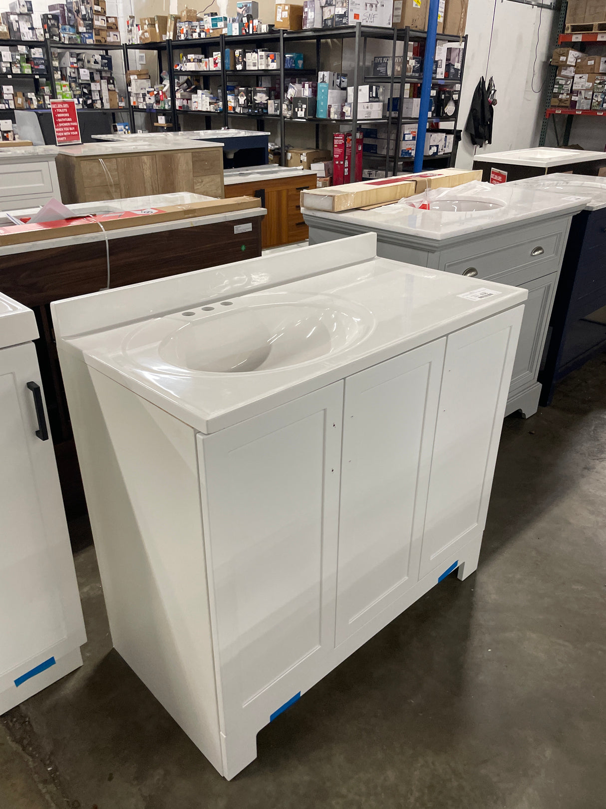 Oakley 37 in. Single Sink White Bath Vanity with White Cultured Marble Top (Assembled)