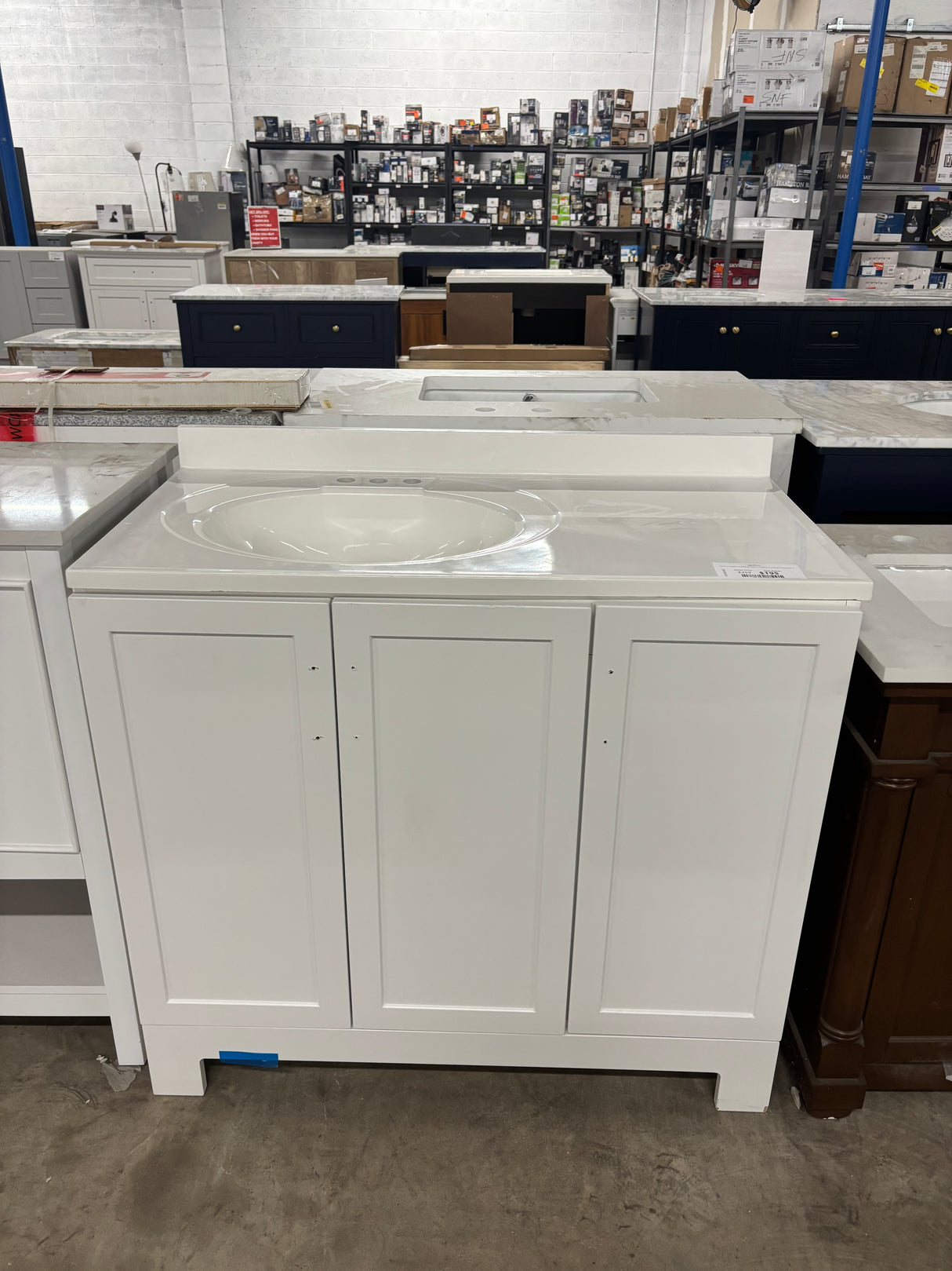 Oakley 37 in. Single Sink White Bath Vanity with White Cultured Marble Top (Assembled)