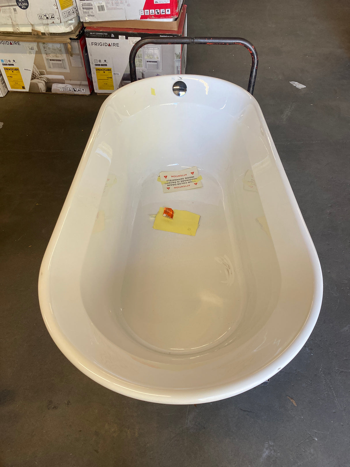 61 in. Acrylic Flatbottom Non-Whirlpool Bathtub in Glossy White with Brushed Nickel Drain and Overflow Cover