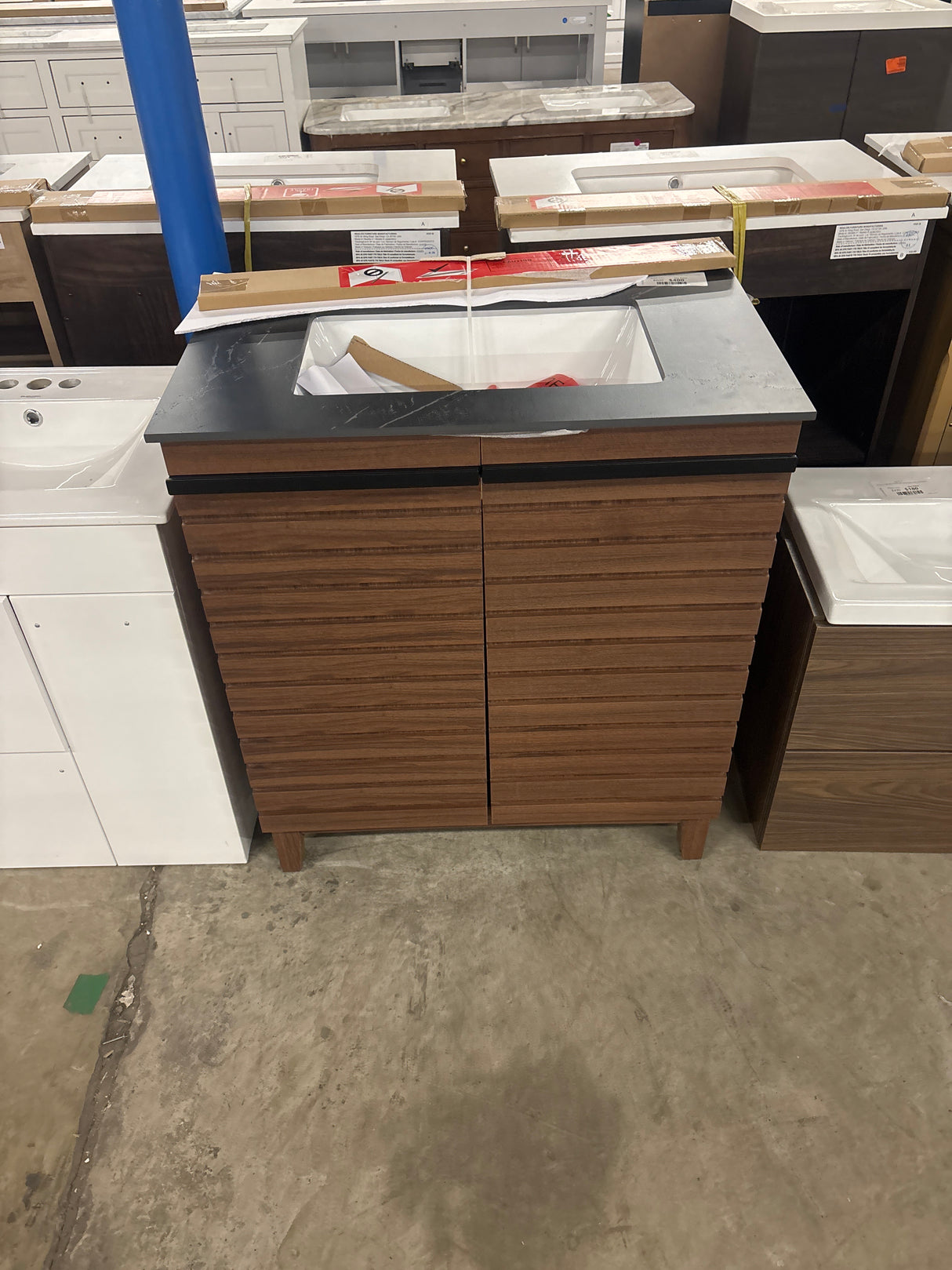 Rydal 30 in. Single Sink Spiced Walnut Bath Vanity with Black Sintered Stone Top (Assembled)